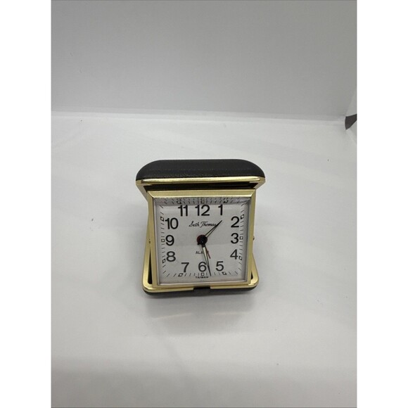 Vintage Equity Travel Alarm Clock Fold Up Style Black Case Works Glow In Dark - Picture 1 of 11